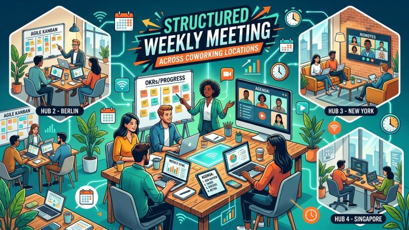 How Startup Teams Structure Weekly Meetings Across Coworking Locations